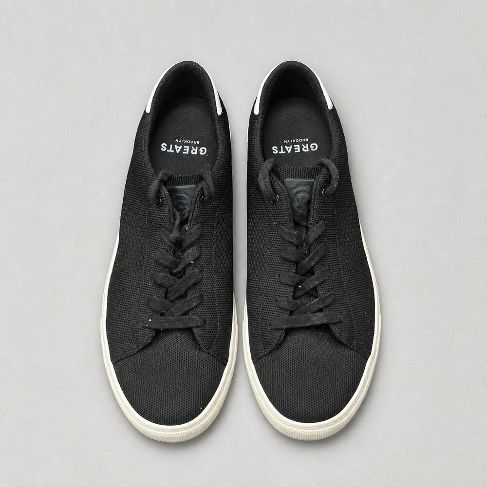 GREATS Royale Knit Black/White Sneakers - Men's Size 8.5 (Made in Italy)